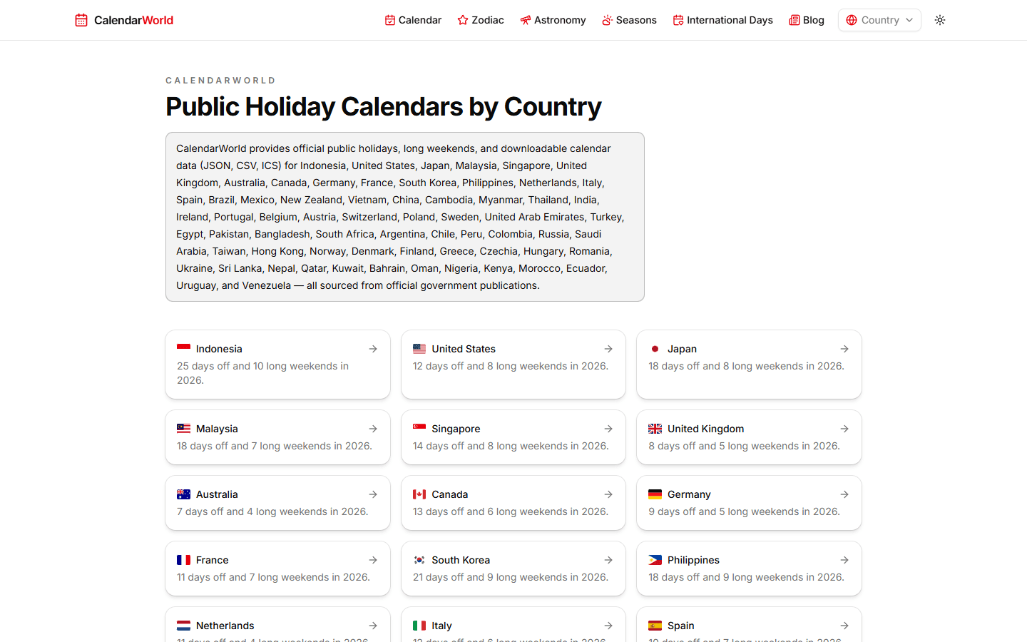 CalendarWorld
